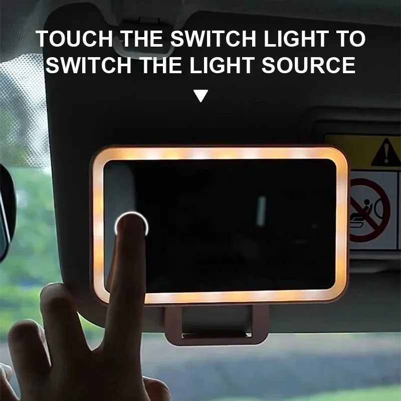 Mini Car Interior Makeup Mirrors Sun Visor Plate LED Mirror for Girls Women Rechargeable Fill Light Universal Vanity Mirror
