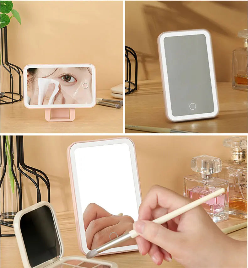 Mini Car Interior Makeup Mirrors Sun Visor Plate LED Mirror for Girls Women Rechargeable Fill Light Universal Vanity Mirror